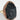 Matte Black Onyx Buddha Face Ring with Amber Crystal Halo